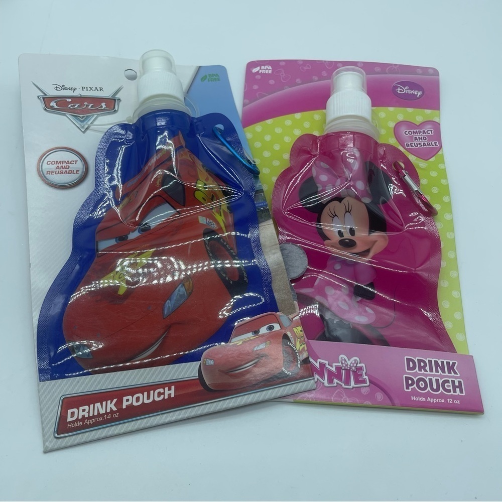 Disney Compact and Reusable Drink Pouch Set of Two Cars Minnie Mouse